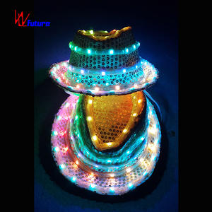 Sombrero de Baile de Jazz con Luces LED, <span class=keywords><strong>Sombreros</strong></span> Estilo <span class=keywords><strong>Michael</strong></span> <span class=keywords><strong>Jackson</strong></span> para Bailar - Product Image 2