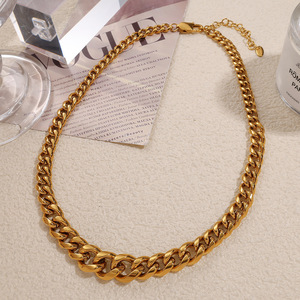 Stage Bling Heavy Gold Plated Chain Cuban Link Collar de hip hop de acero inoxidable Joyería de moda para hombres - Product Image 4