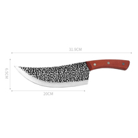 Couteau d'abattoir de cuisine professionnel, couteau de boucher, couperet de cuisine 8 pouces, chasse pour BBQ de viande et légumes avec manche en bois