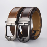 Sabuk Kulit Sapi Asli Pria Model Split dengan Logo Custom, Buckle Otomatis Alloy, Panjang 115-130cm, Laris Manis