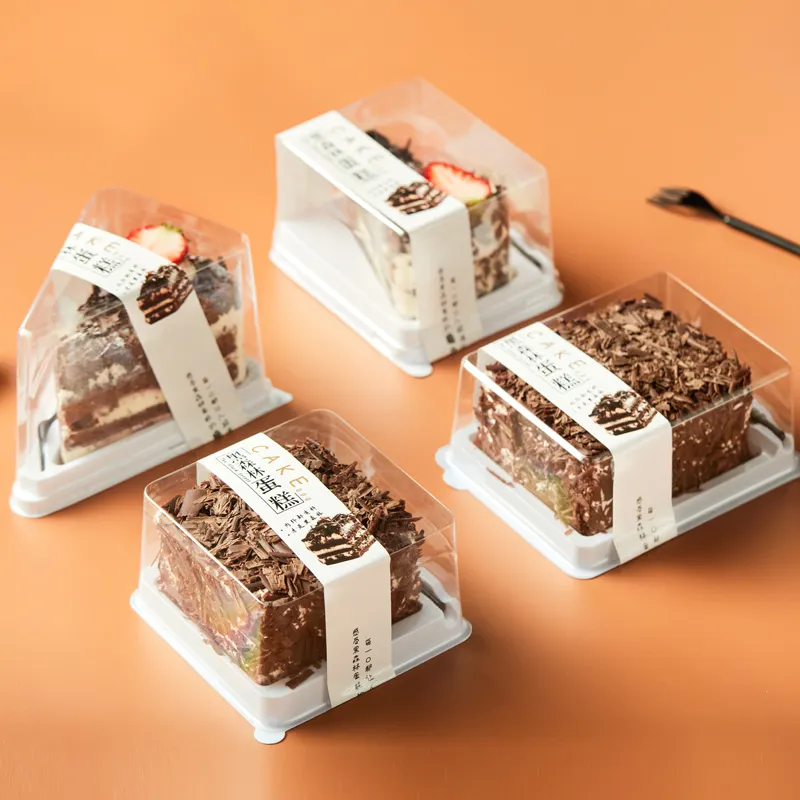Caixa de embalagem transparente personalizada, caixa de plástico transparente para bolos, queijo, suíça, triângulo