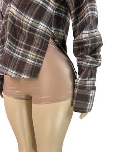 Camisas Vintage a Cuadros con Cuello <span class=keywords><strong>en</strong></span> V para <span class=keywords><strong>Mujer</strong></span>, Blusa Sexy con Parches, Manga Larga, Holgada y Plisada, Moda Otoño 2026, Ropa Exterior para <span class=keywords><strong>Mujer</strong></span> - Product Image 5