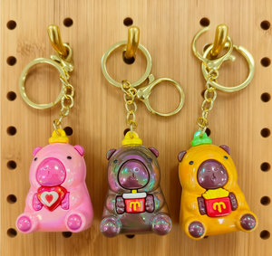 Spedizione veloce in PVC con moschettone a carattere religioso elettrolitico portachiavi lucente a tema cibo dell'orso per la decorazione della borsa alla moda - Product Image 3