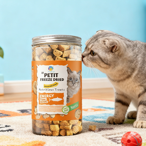 Atacado de Snacks para Animais de Estimação Liu Bao Orgânicos de Carne Liofilizada com Alto Teor de Proteína: Salmão, Atum, Frango e Lula em Lata - Product Image 1