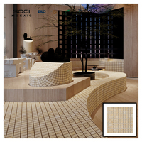 Mosaïque hexagonale en porcelaine imitation travertin, série jaune, grand format, pour mur d'accentuation de salle de bain moderne