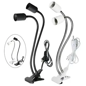 E27 presa Clip-On lampada da tavolo piedistallo singolo doppio collo d'oca Base con interruttore a pulsante per fotografia professionale spina US EU UK