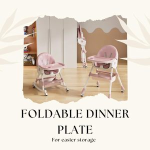 Chaise haute bébé pliable et inclinable de qualité supérieure avec plateau amovible et harnais de sécurité pour une utilisation sûre à la maison et en crèche - Product Image 5