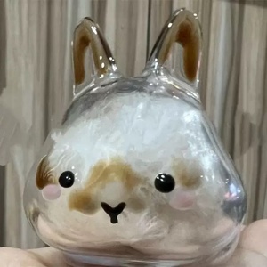 Trong Suốt Thỏ Tóc Lưu Trữ Hộp Móc Chìa Khóa Vật Lưu Niệm Dễ Thương Bunny Lưu Niệm 3D Acrylic Động Vật Mèo Con Chó Lông Thu Thập Hộp Lưu Niệm - Product Image 4