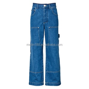 Ensemble en jean personnalisé pour homme, ensemble deux pièces en jean bleu épais, veste et jean unisexe - Product Image 5