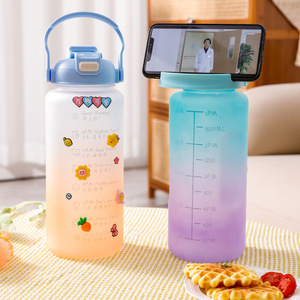 Trending Outdoor Sports Water Bottle Large Capacity Plastic <b>Cup</b> For Students Summer Use Frosted <b>Double</b> <b>Wall</b> Design - Product Image 1