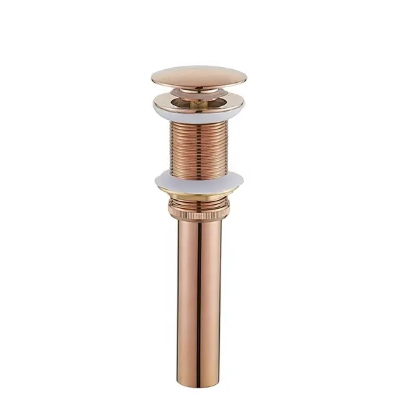 Rose Gold Long Pop Up Waste For Basin Drainer Click Clack With Or Without Overflow