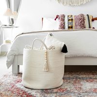 Panier de rangement en tissu pliable écologique Panier de rangement en coton multifonctionnel Panier de rangement de grande capacité avec poignées