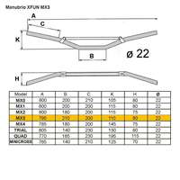 Guidon de route MX3 modèle MAN223322B-487 fabriqué en Italie 22 avec courbure moyenne/élevée pour vélos de montagne en carbone, alliage d'aluminium, placage