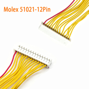 Câble de connexion OEM 12 broches Molex 51021, assemblage de câbles, pas de 1,25 mm, simple rangée, pour câblage interne de micro-capteur industriel - Product Image 1