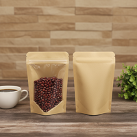 Sachets Doypack transparents en papier kraft avec fenêtre, sacs à fermeture éclair en plastique pour l'emballage de snacks