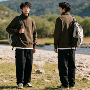 <span class=keywords><strong>Felpa</strong></span> da Uomo <span class=keywords><strong>con</strong></span> Mezza Zip e Colletto <span class=keywords><strong>Polo</strong></span>, Casual, in Cotone 100%, Essenziale per Ogni Abbigliamento - Product Image 3