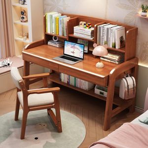 Childrens <b>Study</b> <b>Desk</b> With Bookshelf Integrated Blue White Modern Minimalist Style For Primary Secondary Students Home Bedroom - Product Image 2