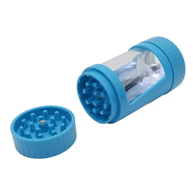 Barattoli luminosi LED personalizzati stampati all'ingrosso logo personalizzato serbatoio di stoccaggio Herb Grinder Magnify Led Jar con Grinder 4 in 1 Utility Jar
