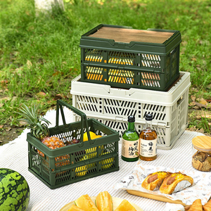 Boîte de rangement pliable avec couvercle creux, sans poignée, pliable, portable, pour l'extérieur, avec étagères intégrées, pour la <span class=keywords><strong>cuisine</strong></span>, 30*20*16cm - Product Image 3