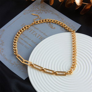 European American Fashion Asymmetrical Chain Metal Necklace Gold Geometric Punk Hip Hop Style Titanium Steel Jewelry Party Wear - Product Image 2