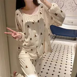 Top supplier Premium polyester pajamas for women set Autumn and winter daily night wear Comfortable fabric women's sleepwear