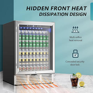 Réfrigérateurs-congélateurs compacts intelligents en acier inoxydable avec portes vitrées intégrées pour vitrine commerciale de boissons, pour cuisine - Product Image 3