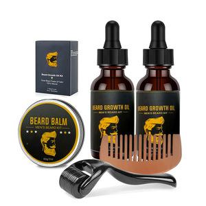 Kit de aceite para el crecimiento de la barba con bálsamo para barba, peine y rodillo para el cuidado de la barba masculina, a base de hierbas, sin perfume, 60g, 30ml x 2 piezas - Product Image 1