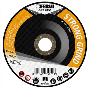 Disque de meulage Fervi Strong 125x6x22,23 mm pour la découpe et le meulage de l'acier et de l'acier inoxydable, type 27 - Product Image 2