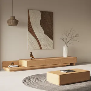 Classic Design Furniture Set Extensible Log Modern Living Room Tv Cabinet Wood Cheap Price Adjustable Tv Console Stands