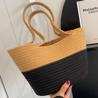 Sacs à main pour femmes en corde de coton, panier de marché français mexicain de créateur en gros, sacs de plage d'été en paille tressée
