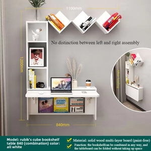 <span class=keywords><strong>Tavolo</strong></span> da studio personalizzabile in legno massello <span class=keywords><strong>a</strong></span> <span class=keywords><strong>parete</strong></span> con foglia <span class=keywords><strong>a</strong></span> goccia per studenti con armadi, scaffali e scomparti nascosti - Product Image 6