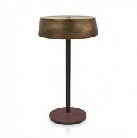 Lampe de table tactile de luxe, moderne, en métal brun, rechargeable sans fil, LED, lumière d'ambiance à intensité variable pour restaurant, chevet