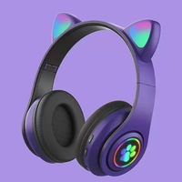 Casque sans fil LED B39M de haute qualité avec oreilles de chat, casque mignon pour enfants, cadeau avec micro, étanche IPX4 5.1, anti-bruit