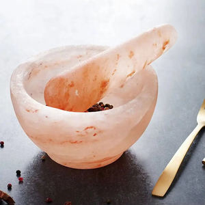 Mortero y Maja de Sal Rosa del Himalaya Tallados con Flores, Artículo de Decoración para el Hogar, Mortero y Maja de Alta Calidad - Product Image 6