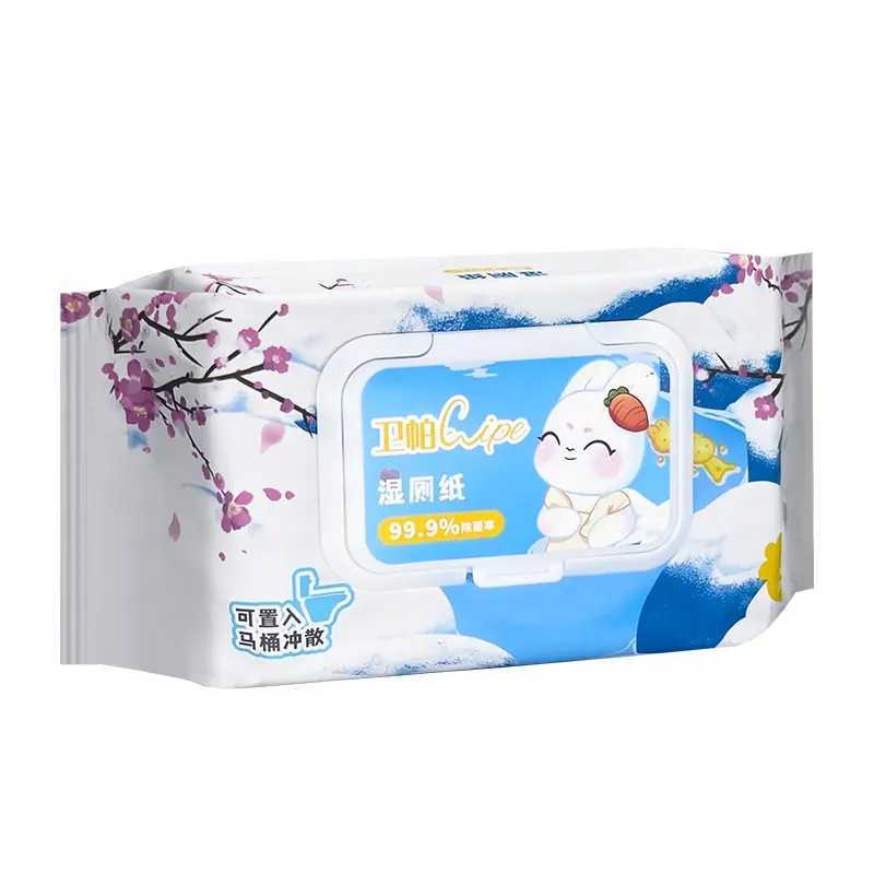 40 pieces High Quality Soft Organic Flushable Portable Wet Toilet Tissue, Wet Toilet Paper