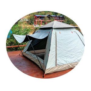 Carpa de Camping Tipo Cabaña de Madera Personalizada para 4-5 Personas, Diseño Triangular en V, Doble Capa, Tela Oxford Impermeable, Tres Estaciones, Una Habitación, Grande - Product Image 1