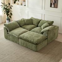 Canapé-lit modulaire en tissu chenille de 109 pouces, en forme de L, 3 places, avec assise profonde surdimensionnée, garni d'éponge, ottoman modulaire, vert