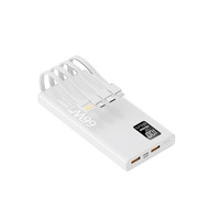 Batterie externe ultra-rapide 66W 20000mAh avec câbles intégrés, chargeur portable mince, pack de batterie externe, logo personnalisé du fabricant