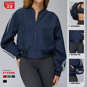 เสื้อแจ็คเก็ตบอมเบอร์มีซิปสำหรับผู้หญิงของ Zechuang แขนยาว ระบายอากาศได้ดี ผลิตจากโพลีเอสเตอร์ เหมาะสำหรับเล่นกีฬาและวิ่งกลางแจ้ง - Product Image 3