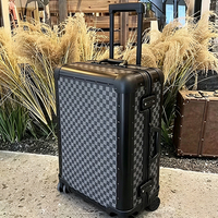 Valise en aluminium et cuir 20 pouces pour femme, bagage à roulettes, valise de voyage en aluminium avec sac fourre-tout