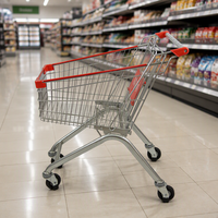 Chariot de courses robuste avec plateforme en acier revêtu de poudre de zinc antirouille, roues en PU de 4 pouces, étanche, conçu pour une utilisation en intérieur