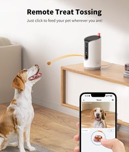 Dispensador automático inteligente de golosinas para <span class=keywords><strong>perros</strong></span> de 360 grados, dispensador de alimentos para mascotas con cámara, seguimiento automático, vista remota, cuencos y comederos para mascotas - Product Image 2