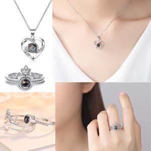 Cajón de rosas reales preservadas con collar de corazón <span class=keywords><strong>Te</strong></span> amo <span class=keywords><strong>en</strong></span> caja de joyería de idioma 100 Regalo Rosas eternas para siempre para San Valentín - Product Image 5