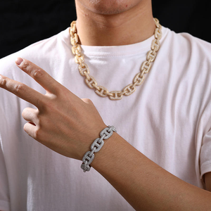 Collar de Eslabones Cubanos de Moissanita Chapado en Plata de Ley 925 de Alta Calidad, Joyería de Lujo Personalizada Estilo Hip Hop para Hombres y Mujeres, Boda - Product Image 2