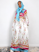 Robe musulmane grande taille à imprimé floral 2026, respirante, légère, en polyester, à manches longues, coupe ample, printemps-été