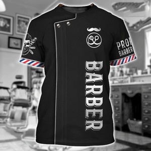 T-shirt pour homme imprimé en 3D Barber, manches courtes, haut tendance noir, respirant, résistant aux plis, résistant à l'usure, style jeune - Product Image 3