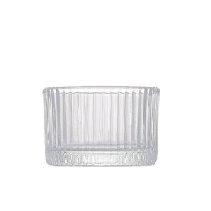 Wholesale Clear Glass Votive Holder Stripe Amber Color for Home Decoration Soy Wax Scented <b>Candle</b> Making Jar <b>Candle</b> Container - Product Image 5