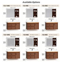 Kabinet Vanity Kamar Mandi Mewah Walnut dengan Cermin Dinding dan Wastafel, Unit Penyimpanan Vanity dengan Bak Cuci dari Papan Honeycomb 18mm