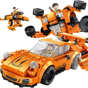 Bambini fai da te Race Car Block giocattolo per ragazzi veicolo di deformazione <span class=keywords><strong>Robot</strong></span> dinosauro costruzione auto con Mini figure - Product Image 4