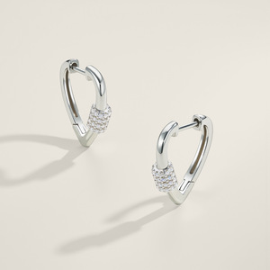 Pendientes de aro triangulares de moissanita de 1 mm con certificación VVS1 D Color, <span class=keywords><strong>plata</strong></span> 925 con baño de rodio, joyería antideslustre para mujer - Product Image 2